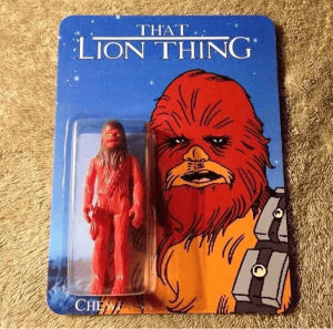 An unsettling example of inconsistency and indecisiveness - A Chewbaca toy named "That Lion Thing".